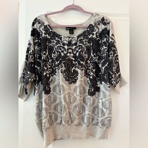Lane Bryant Black and Gray Patterned Sweater
